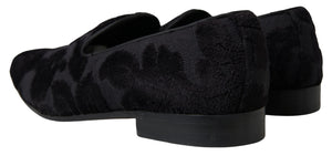 Schwarze Brokat-Loafer, formelle Schuhe