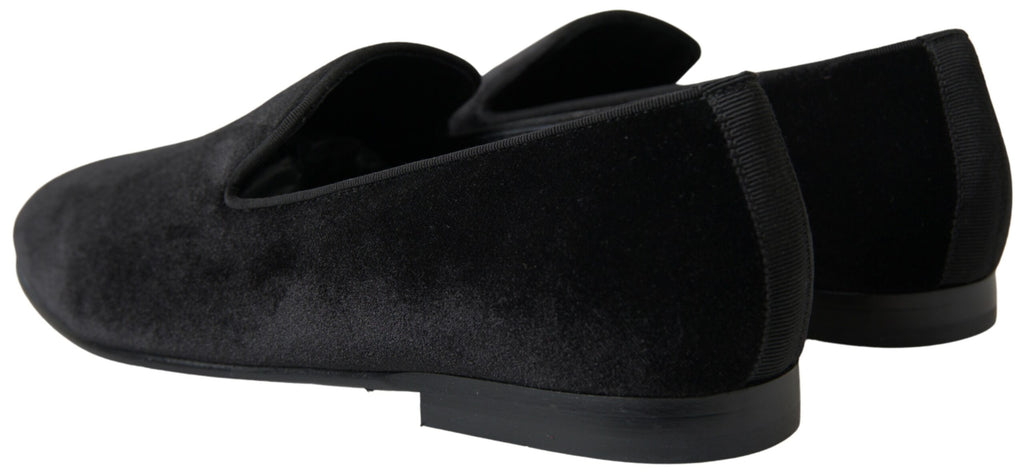 Schwarze Loafer aus Samt, formelle Schuhe