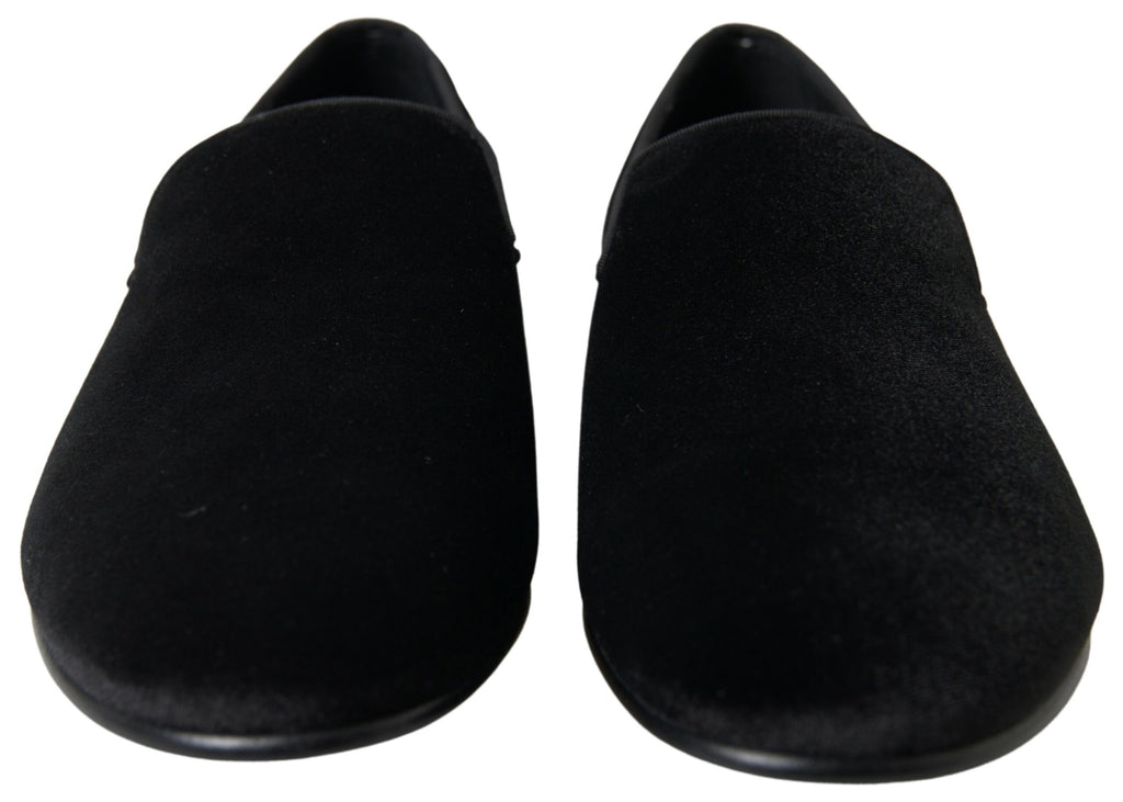 Schwarze Loafer aus Samt, formelle Schuhe