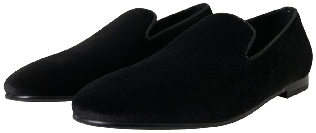Schwarze Loafer aus Samt, formelle Schuhe