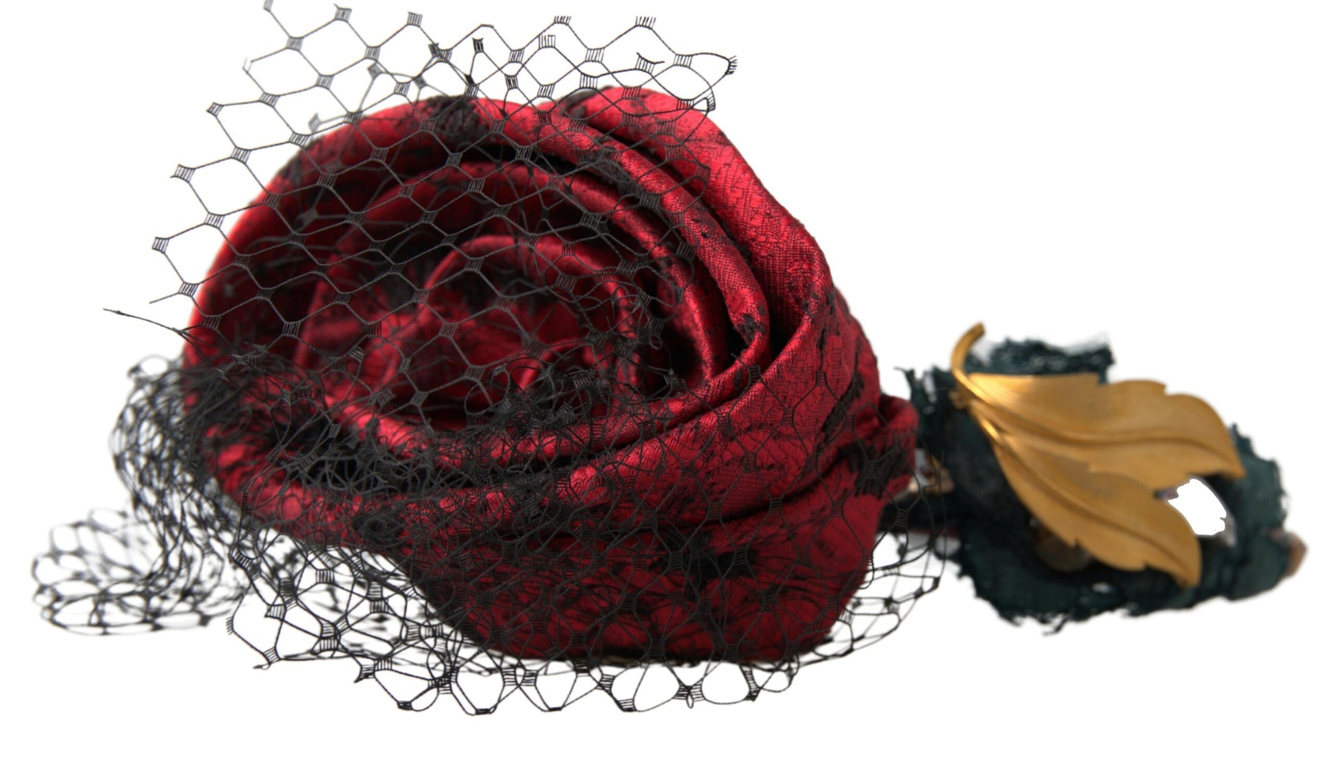 Rotes Haarband mit mehrfarbigem Rosen-Seidenkristallnetz und Logo-Diadem