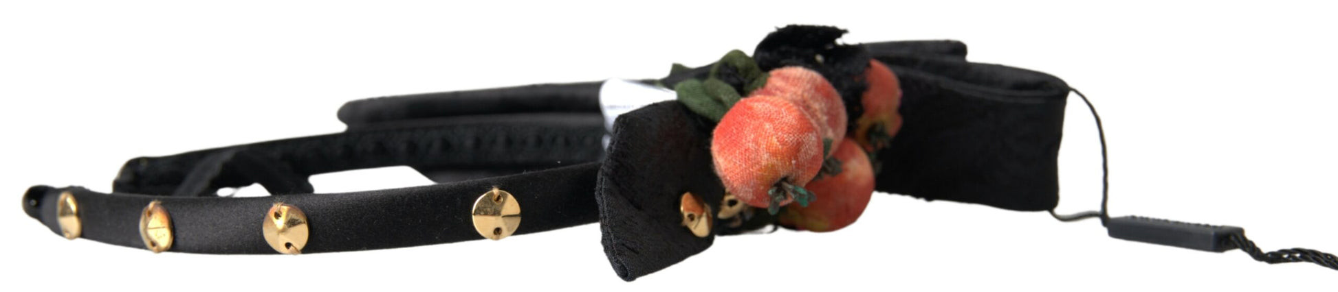 Schwarzes Tiara-Diadem-Stirnband mit mehrfarbigem Feigenfrucht-Kristall