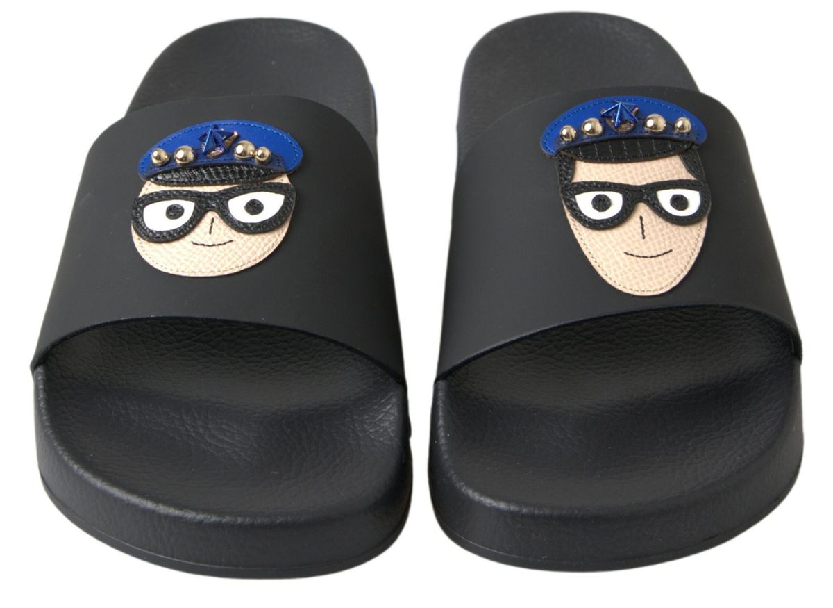 Schwarze Slides Sandalen Strand Saint Barth Schuhe