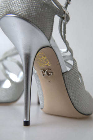 Silber Schimmernde Sandalen Heel Pumps Schuhe