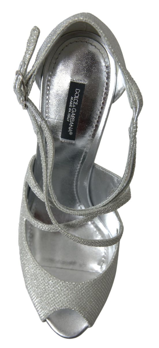 Silber Schimmernde Sandalen Heel Pumps Schuhe
