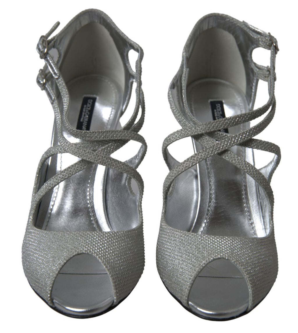 Silber Schimmernde Sandalen Heel Pumps Schuhe