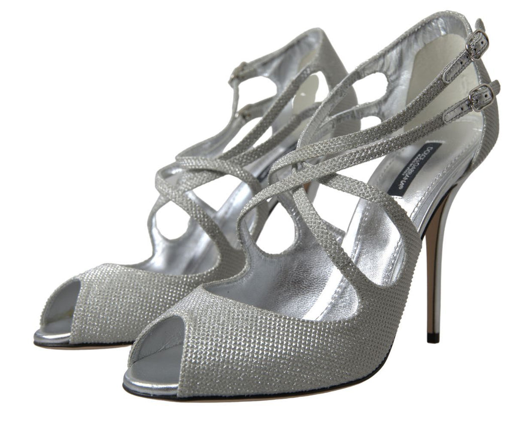 Silber Schimmernde Sandalen Heel Pumps Schuhe