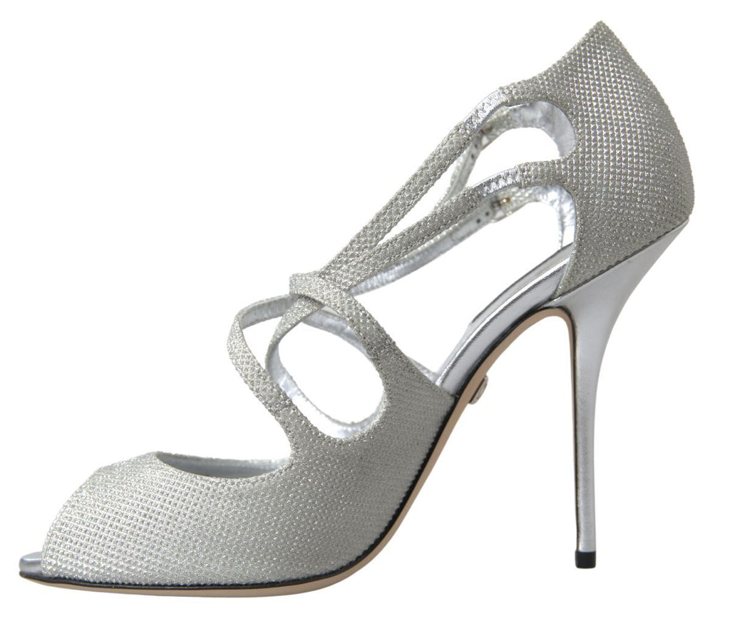 Silber Schimmernde Sandalen Heel Pumps Schuhe