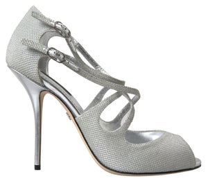Silber Schimmernde Sandalen Heel Pumps Schuhe