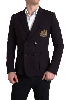 Lilafarbener, zweireihiger Blazer mit Logo-Stickerei