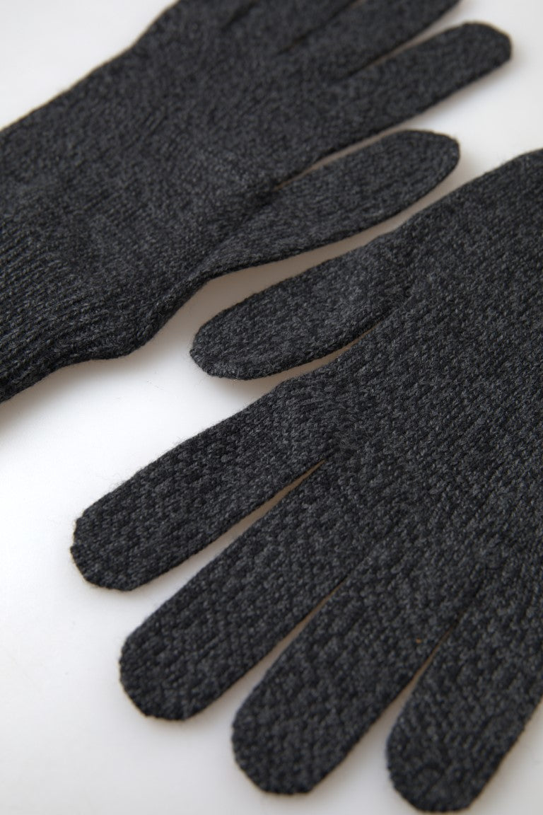 Graue Schurwolle Strickhandschuhe für Herren