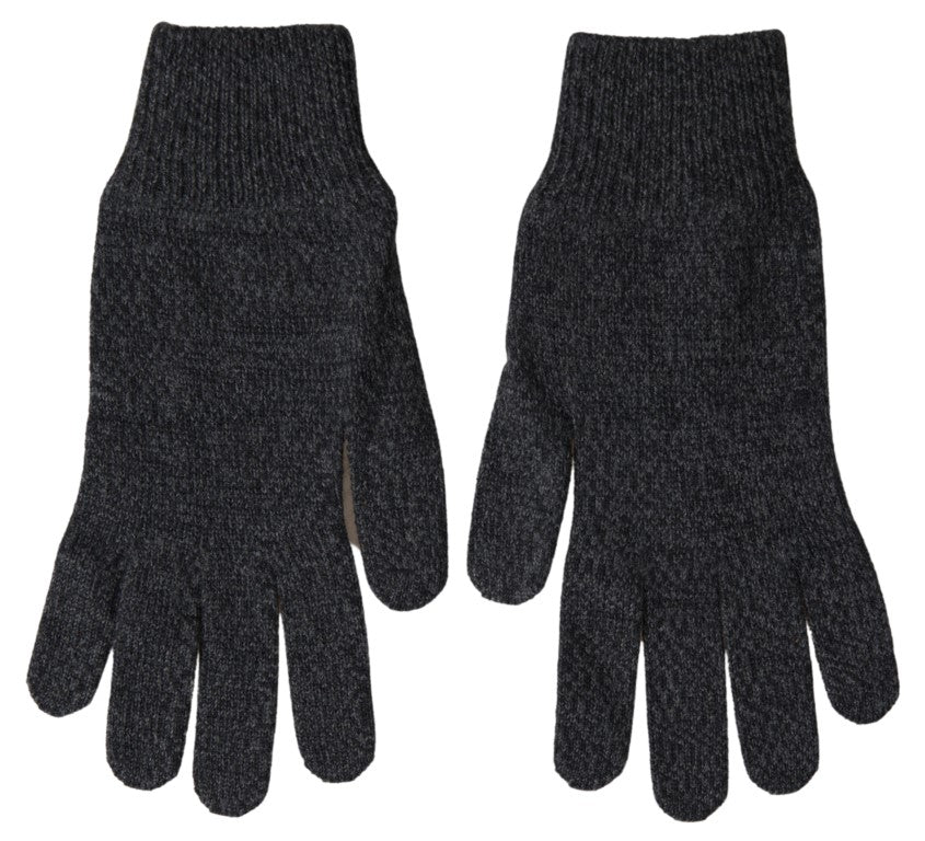 Graue Schurwolle Strickhandschuhe für Herren