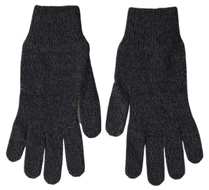 Graue Schurwolle Strickhandschuhe für Herren