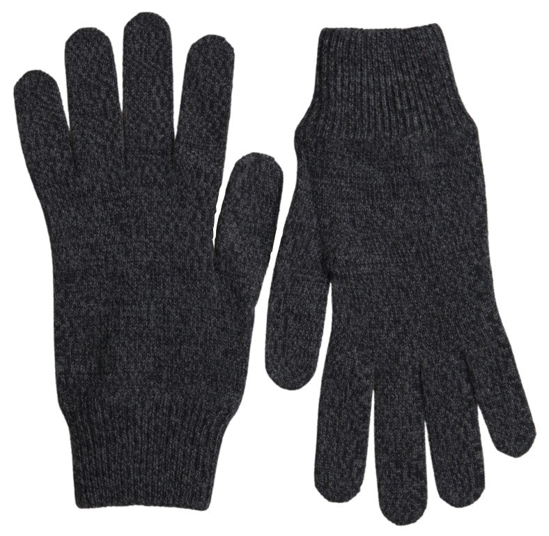 Graue Schurwolle Strickhandschuhe für Herren