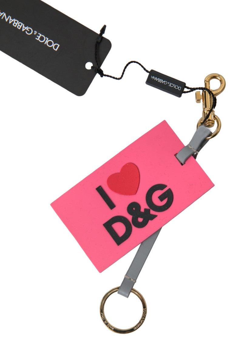 Rosa Silikon DG Logo Gold Messing Schlüsselanhänger Frauen Schlüsselanhänger