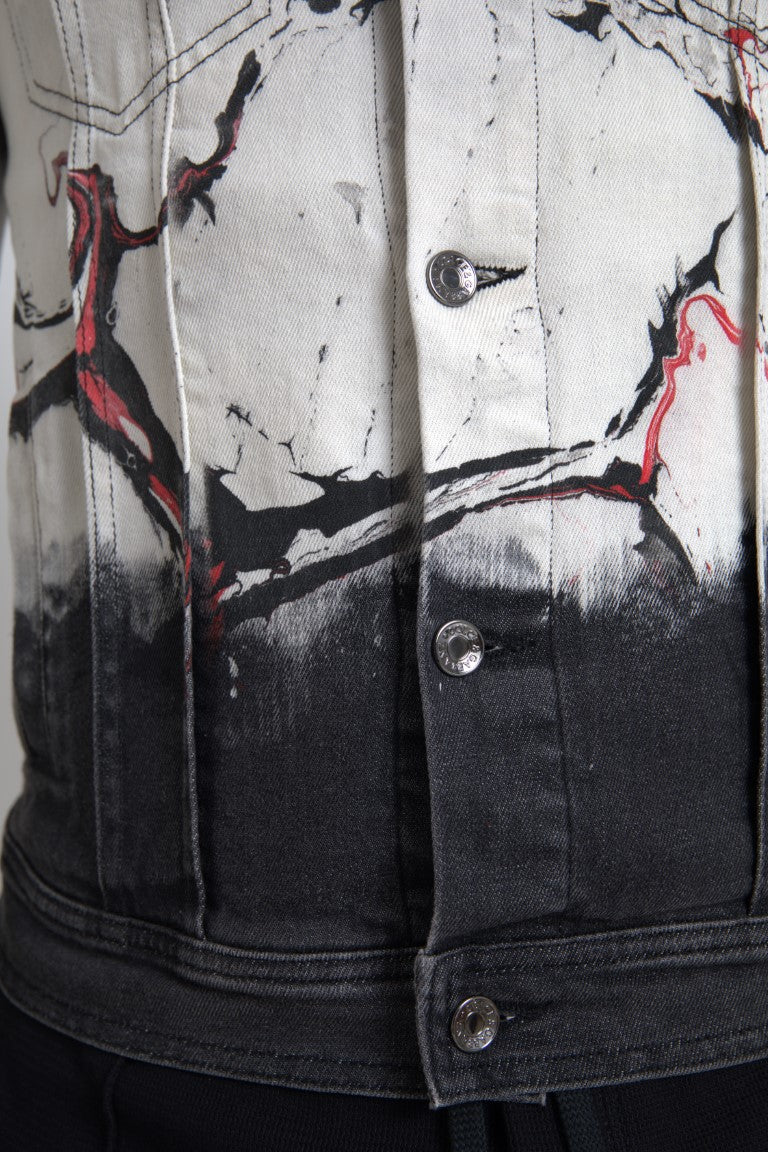 Mehrfarbige Jeansjacke aus Baumwolle mit Kragen