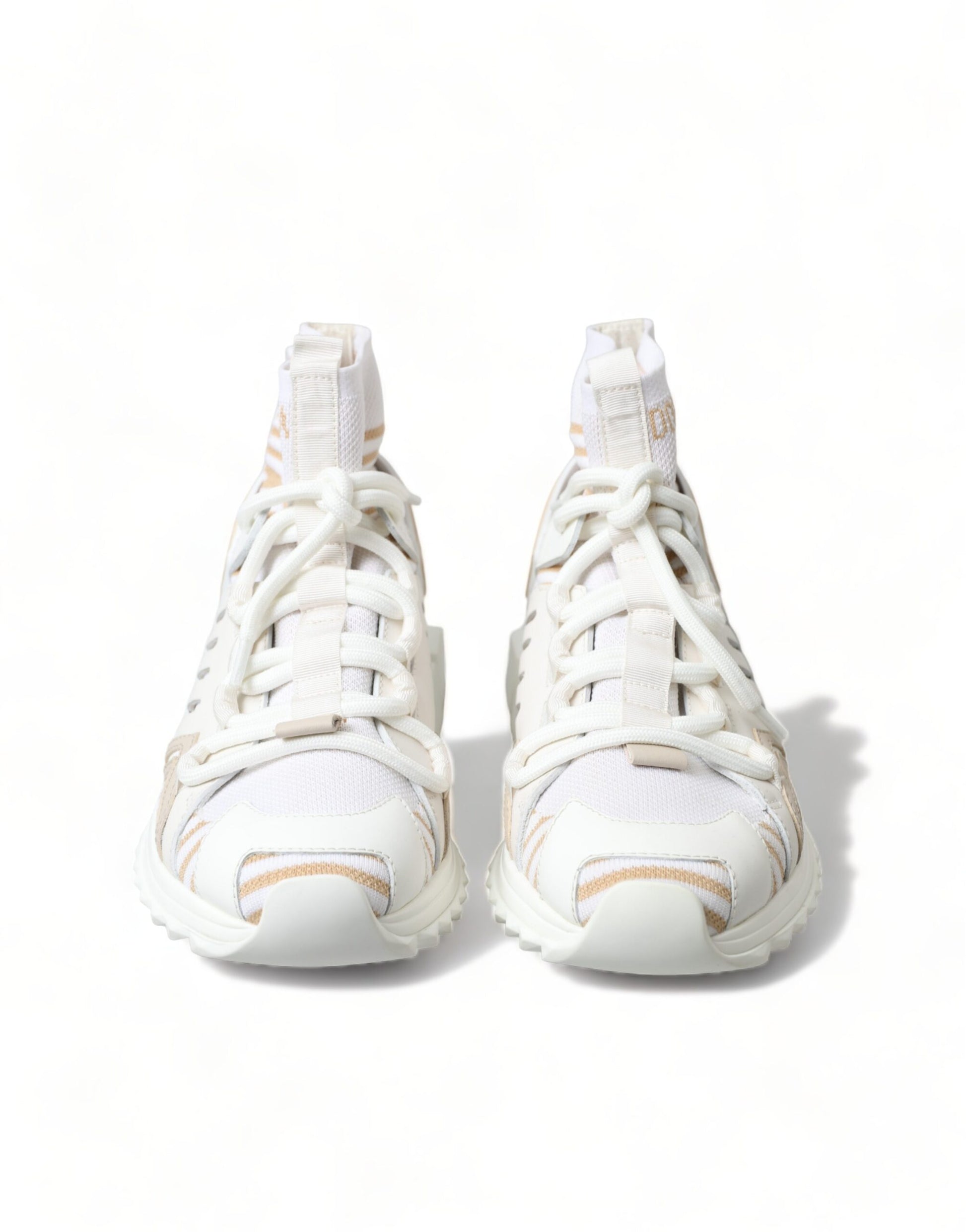 Weiß Beige Sorrento Socken Sneakers Schuhe