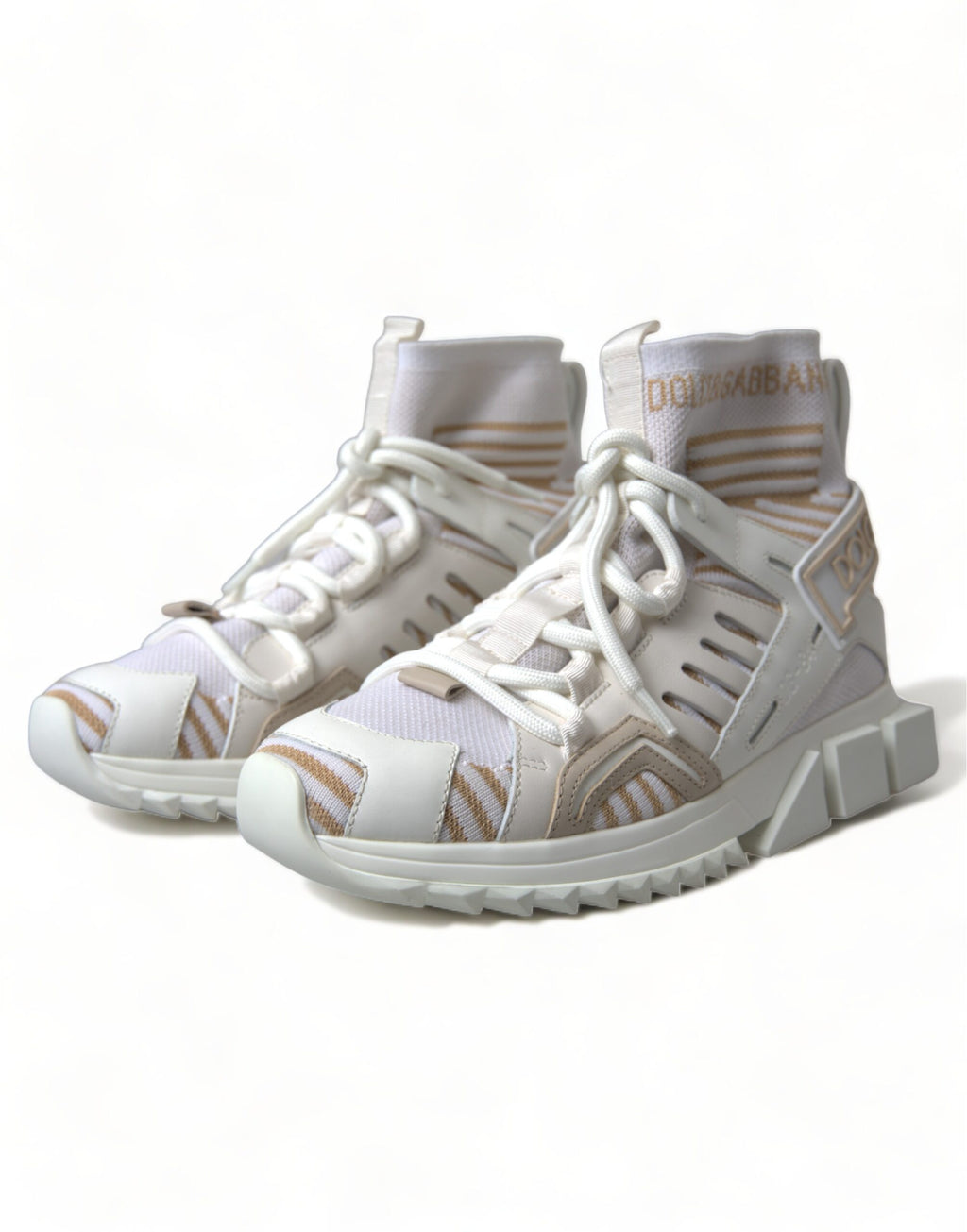 Weiß Beige Sorrento Socken Sneakers Schuhe