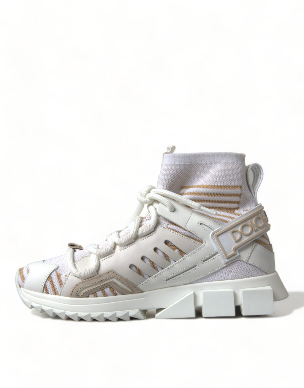 Weiß Beige Sorrento Socken Sneakers Schuhe