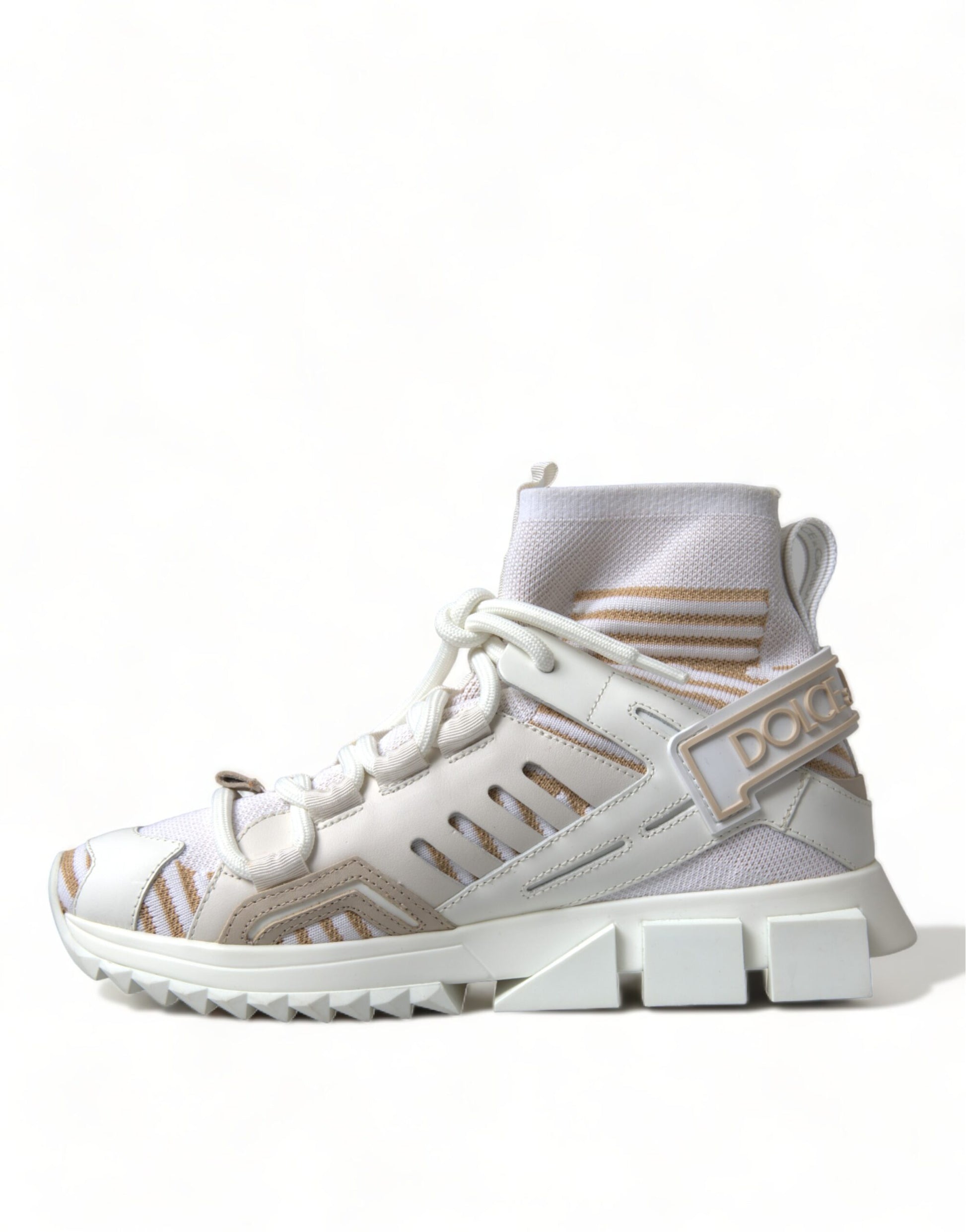 Weiß Beige Sorrento Socken Sneakers Schuhe