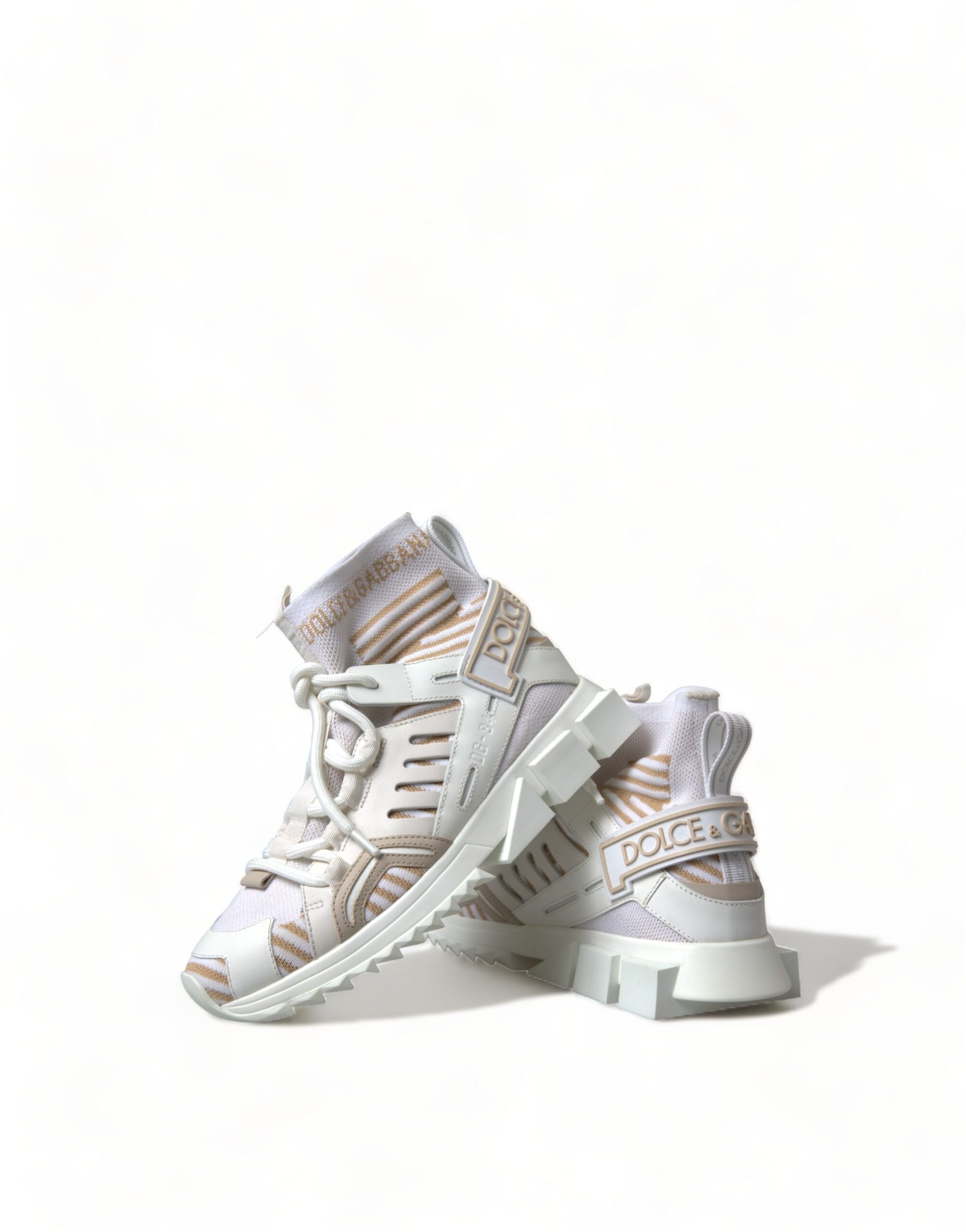Weiß Beige Sorrento Socken Sneakers Schuhe