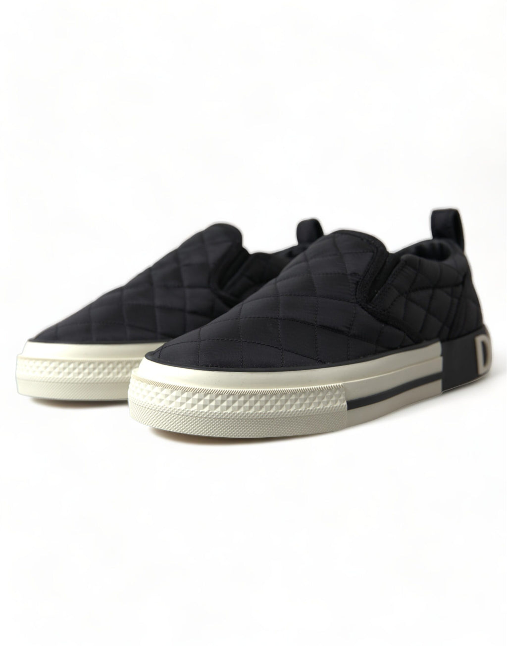 Schwarze gesteppte Slip-On Low Top Sneakers
