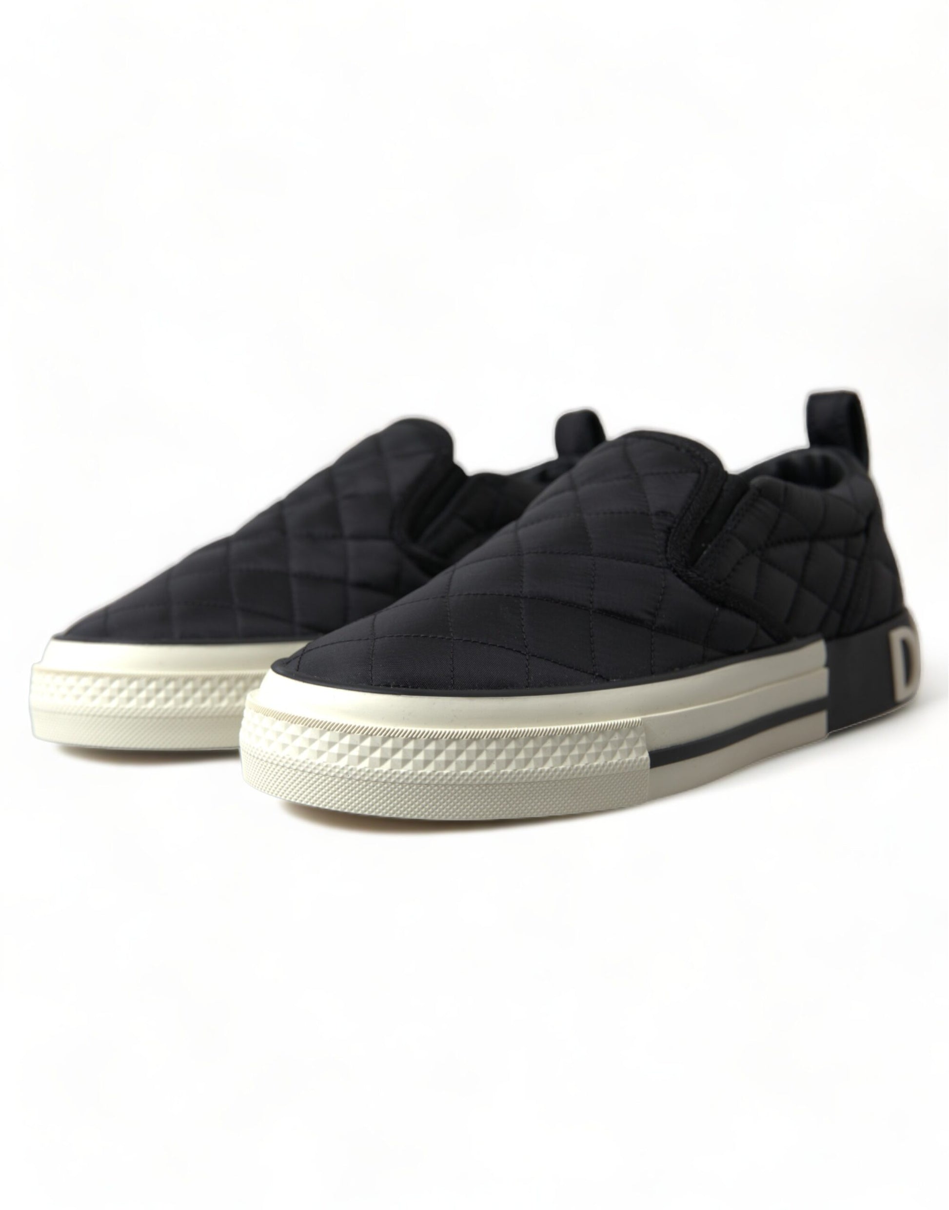 Schwarze gesteppte Slip-On Low Top Sneakers