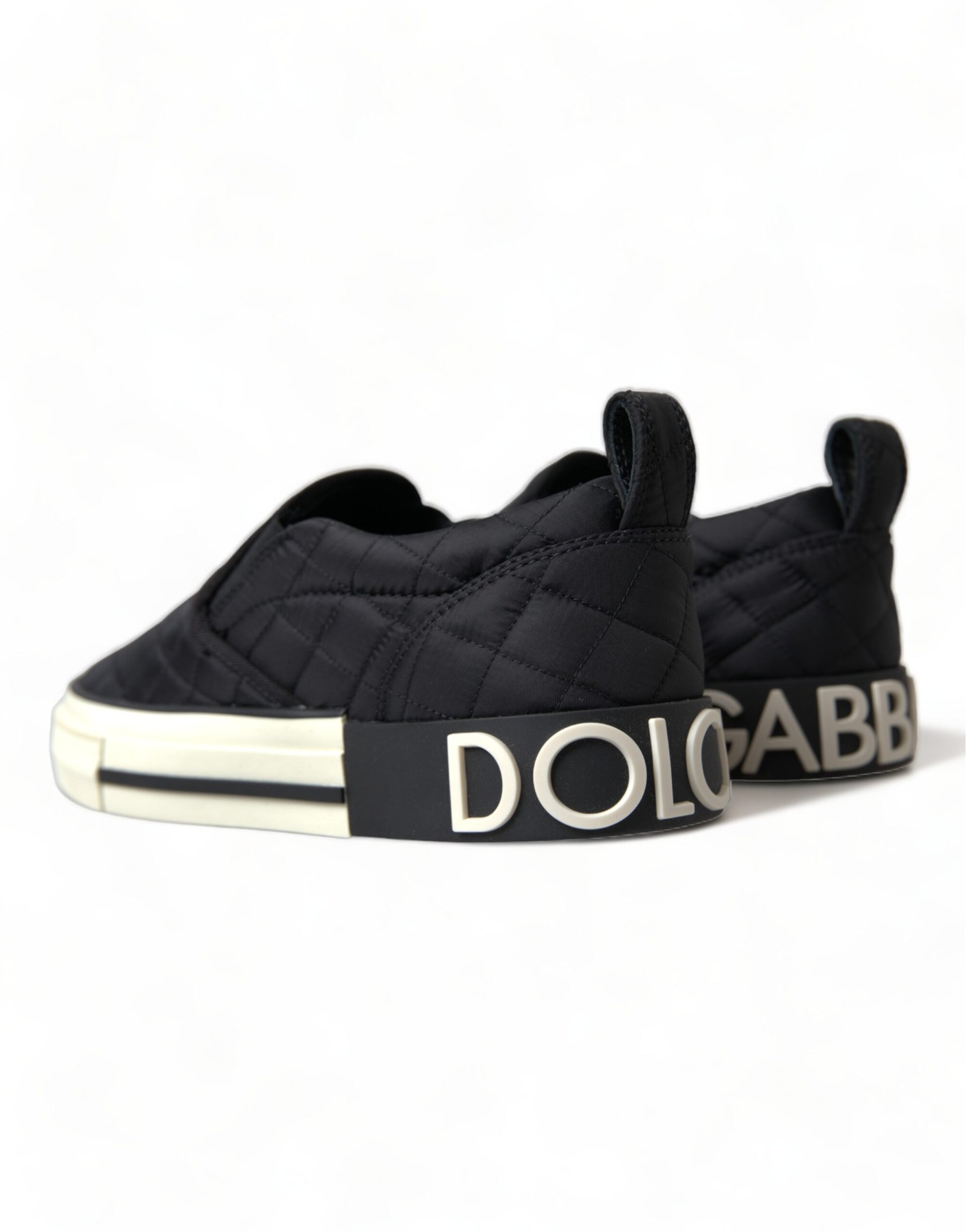 Schwarze gesteppte Slip-On Low Top Sneakers