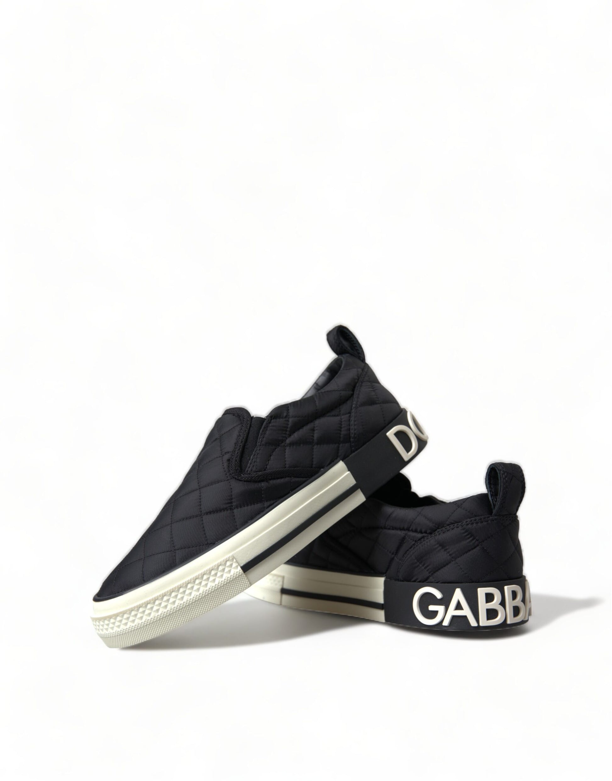 Schwarze gesteppte Slip-On Low Top Sneakers