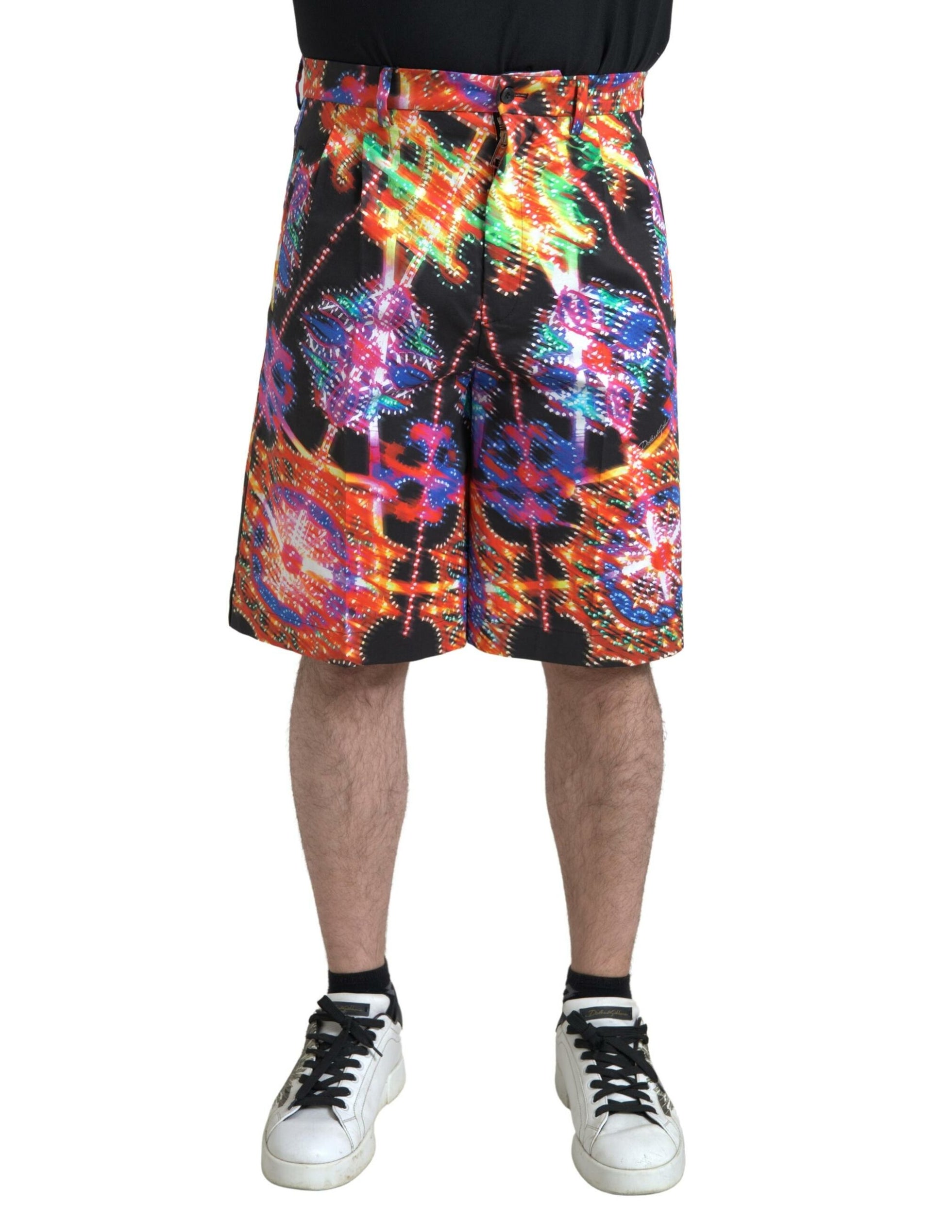 Mehrfarbig bedruckte Herren-Bermudashorts aus Baumwolle