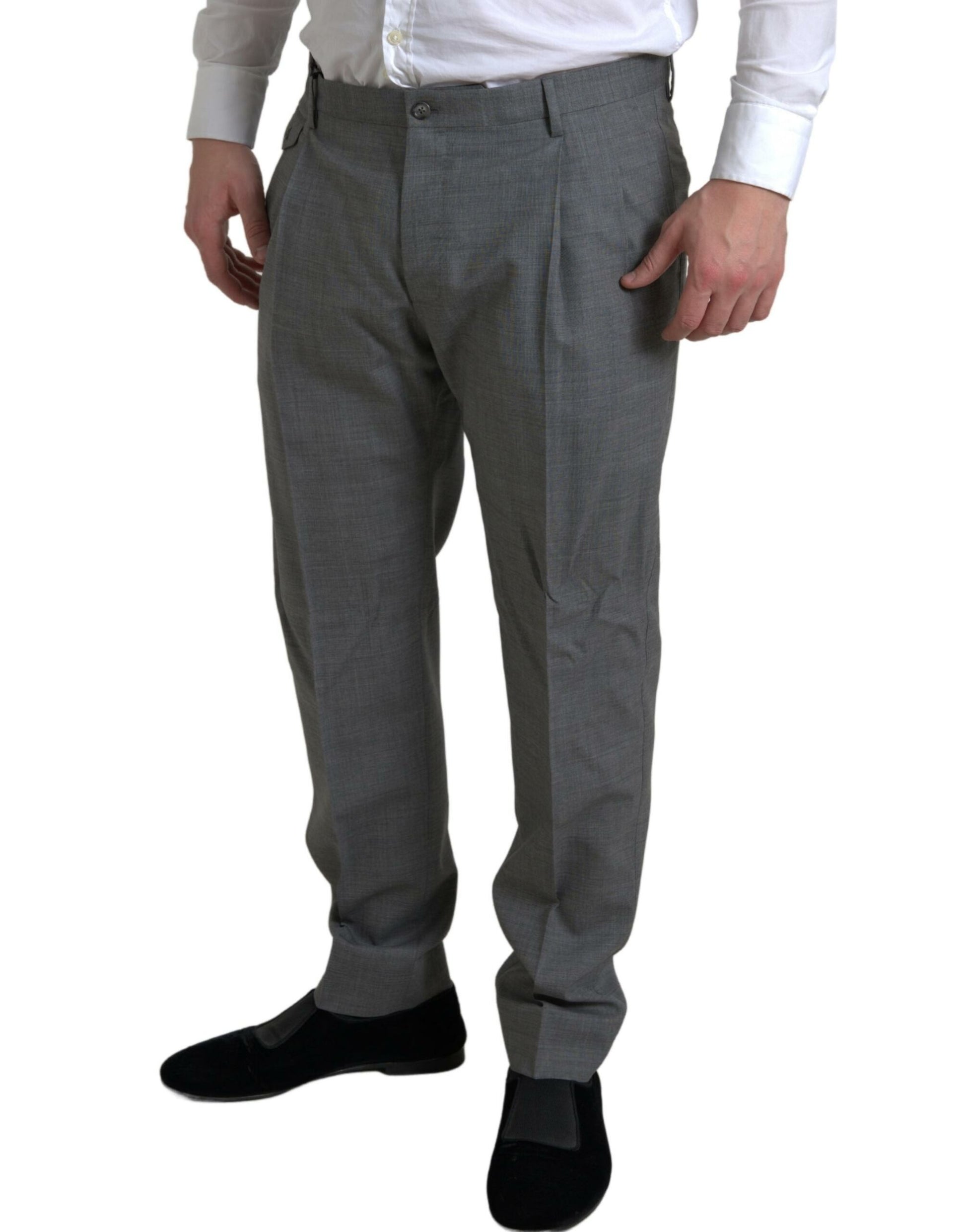 Graue Chinohose aus Wolle für Herren