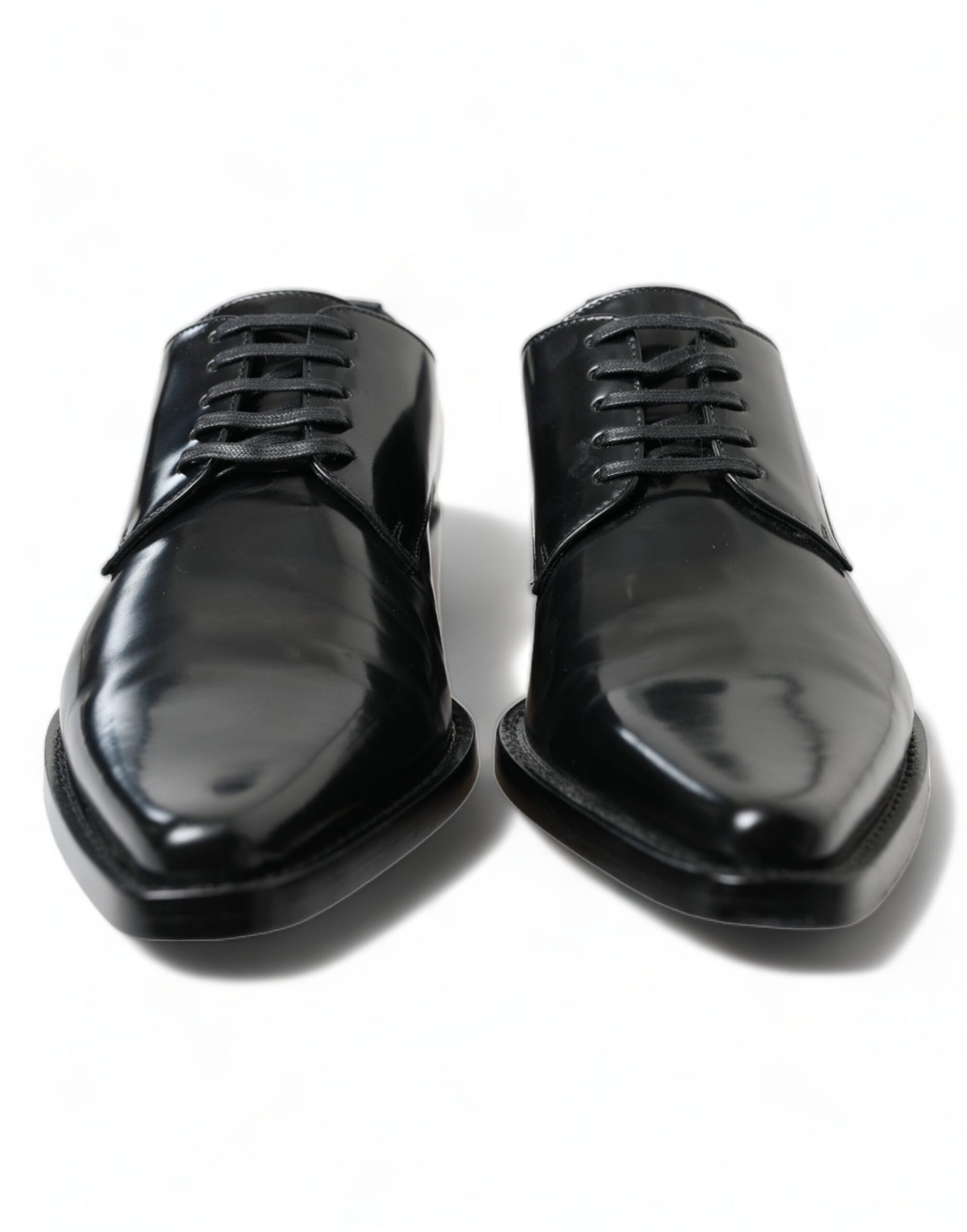 Schwarze, formelle flache Lederschuhe zum Schnüren