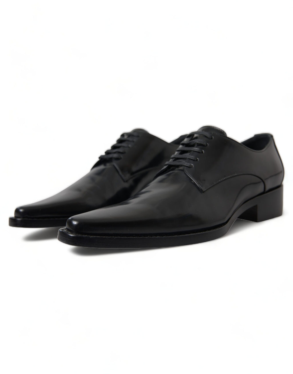 Schwarze, formelle flache Lederschuhe zum Schnüren