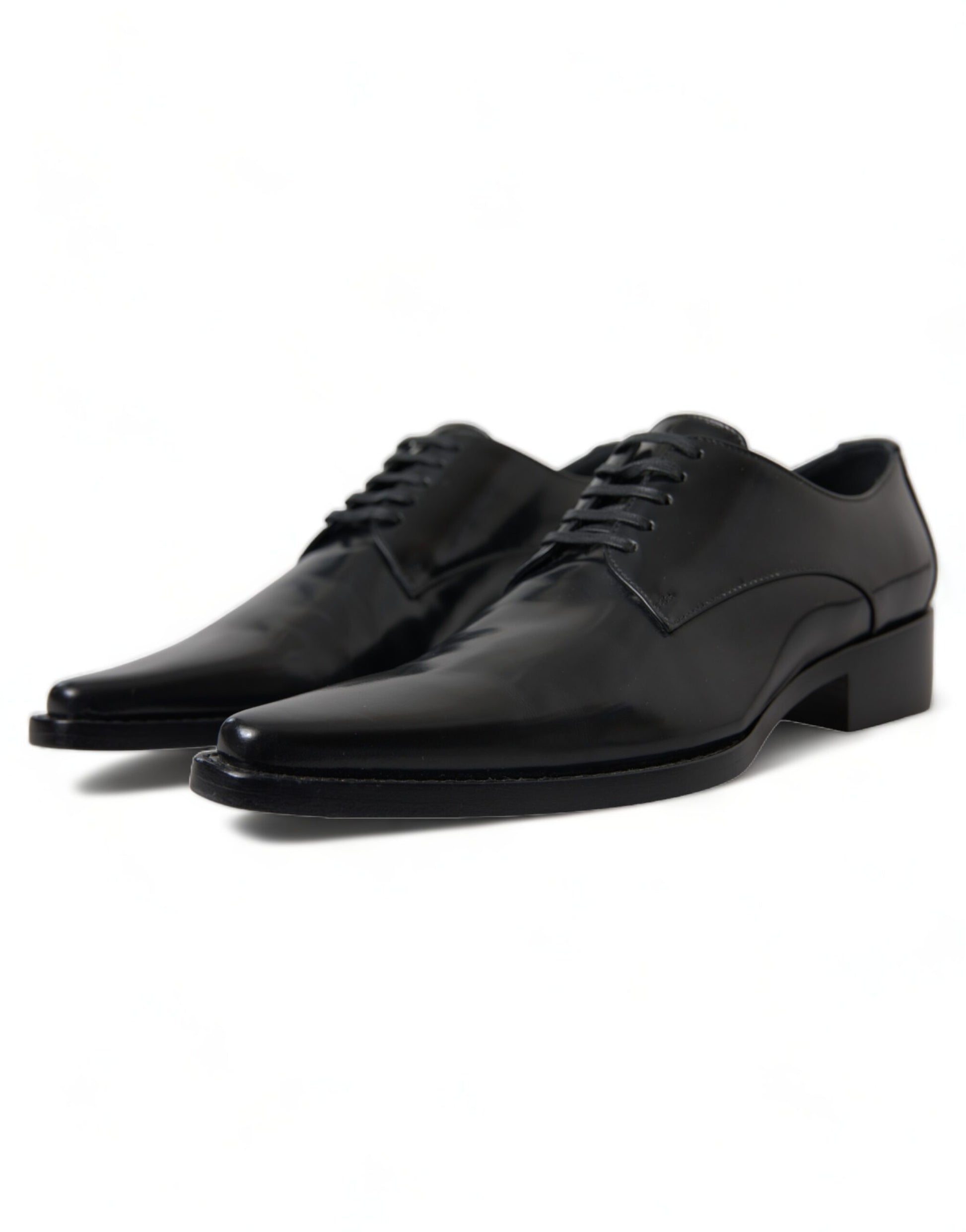 Schwarze, formelle flache Lederschuhe zum Schnüren