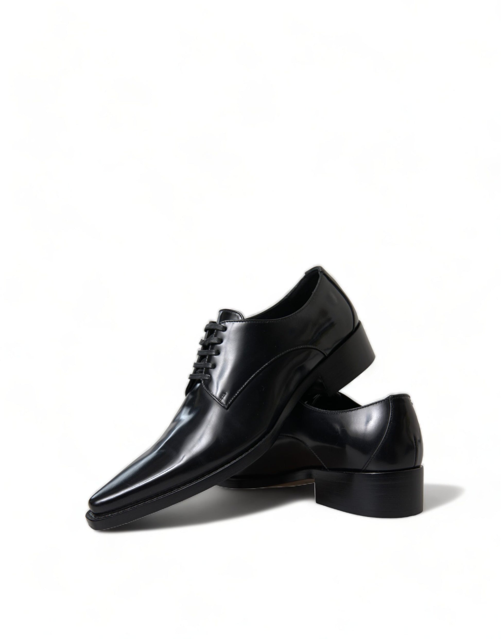 Schwarze, formelle flache Lederschuhe zum Schnüren