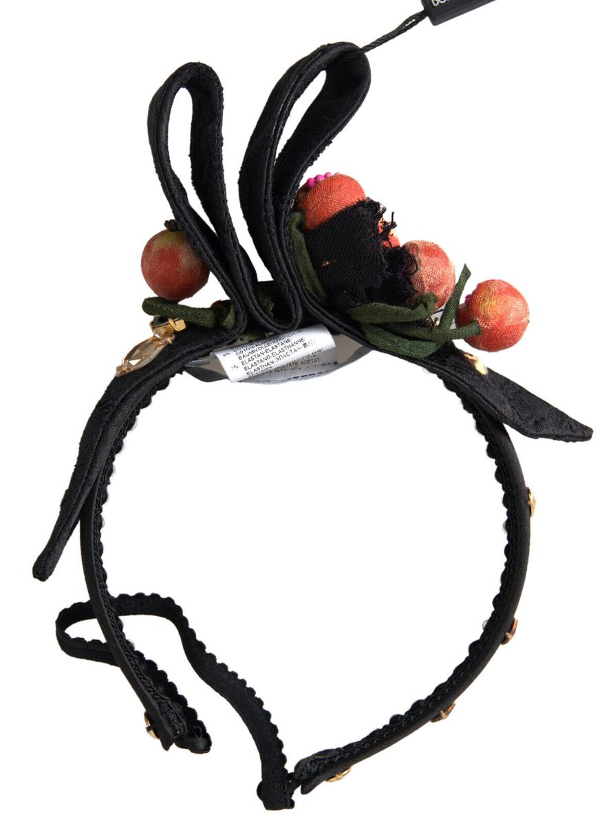 Schwarzes Tiara-Diadem-Stirnband mit mehrfarbigem Feigenfrucht-Kristall