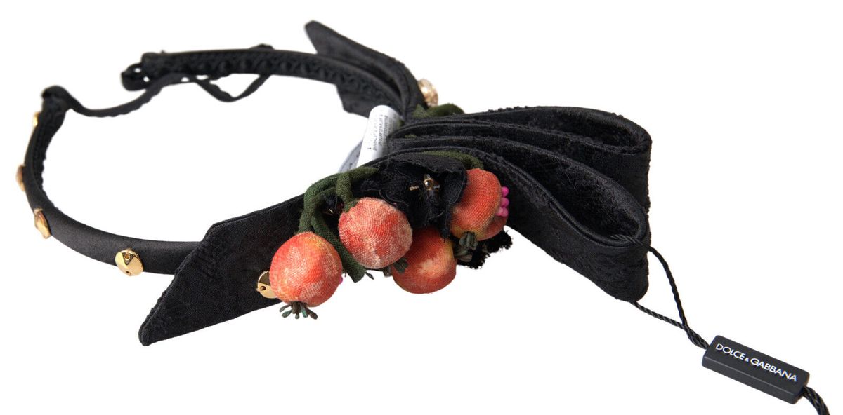 Schwarzes Tiara-Diadem-Stirnband mit mehrfarbigem Feigenfrucht-Kristall