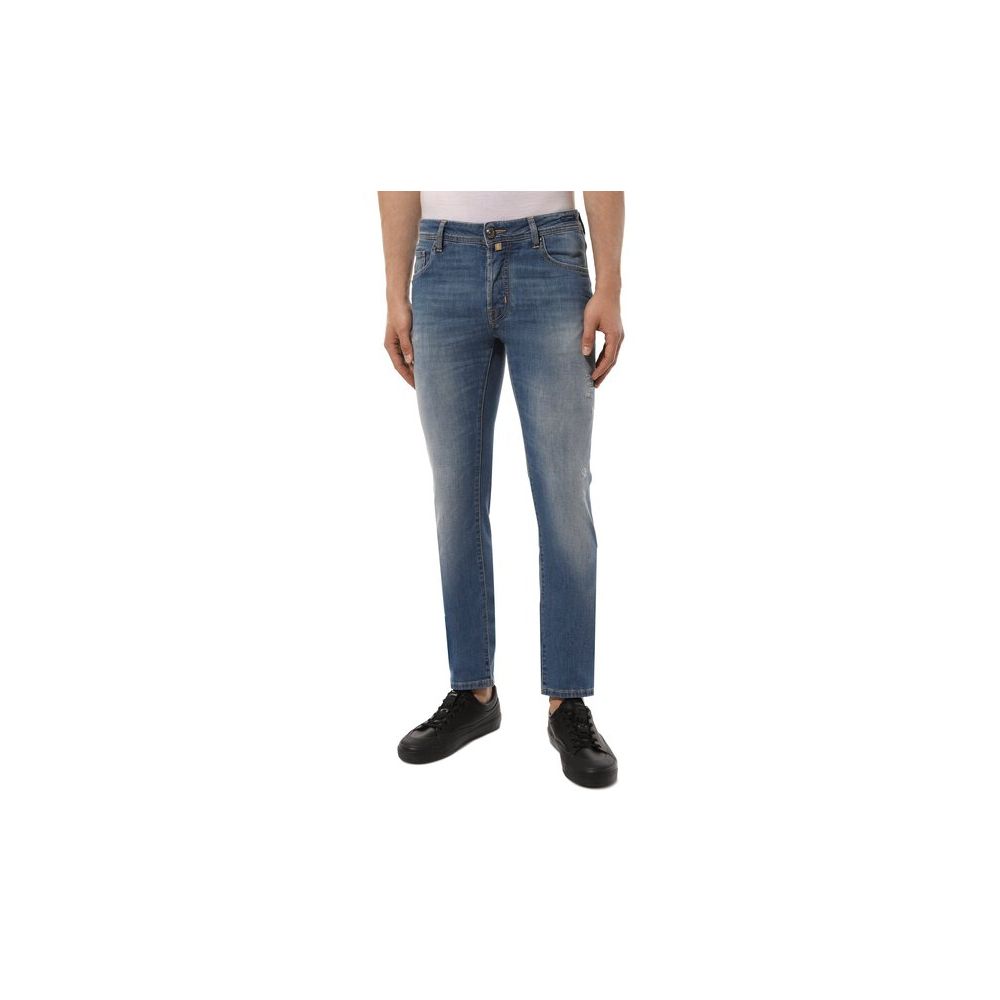 Hellblaue Herrenjeans aus Baumwolle mit Stretch-Passform
