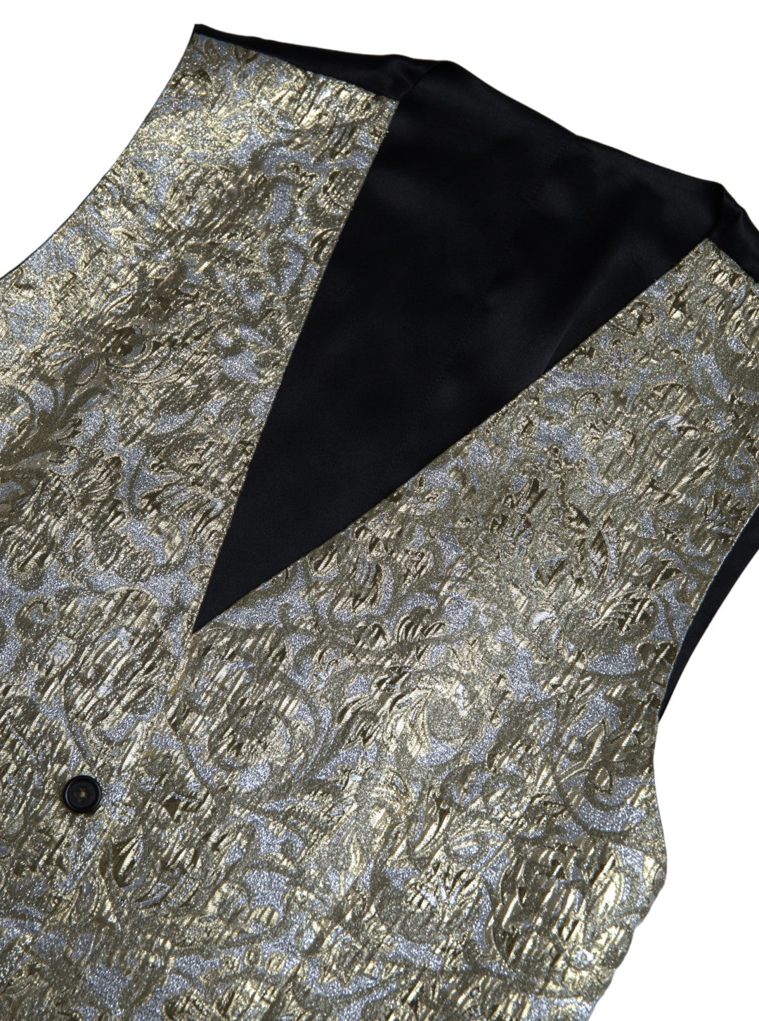Weste aus Jacquard mit Blumenmuster, formelle Weste in Gold
