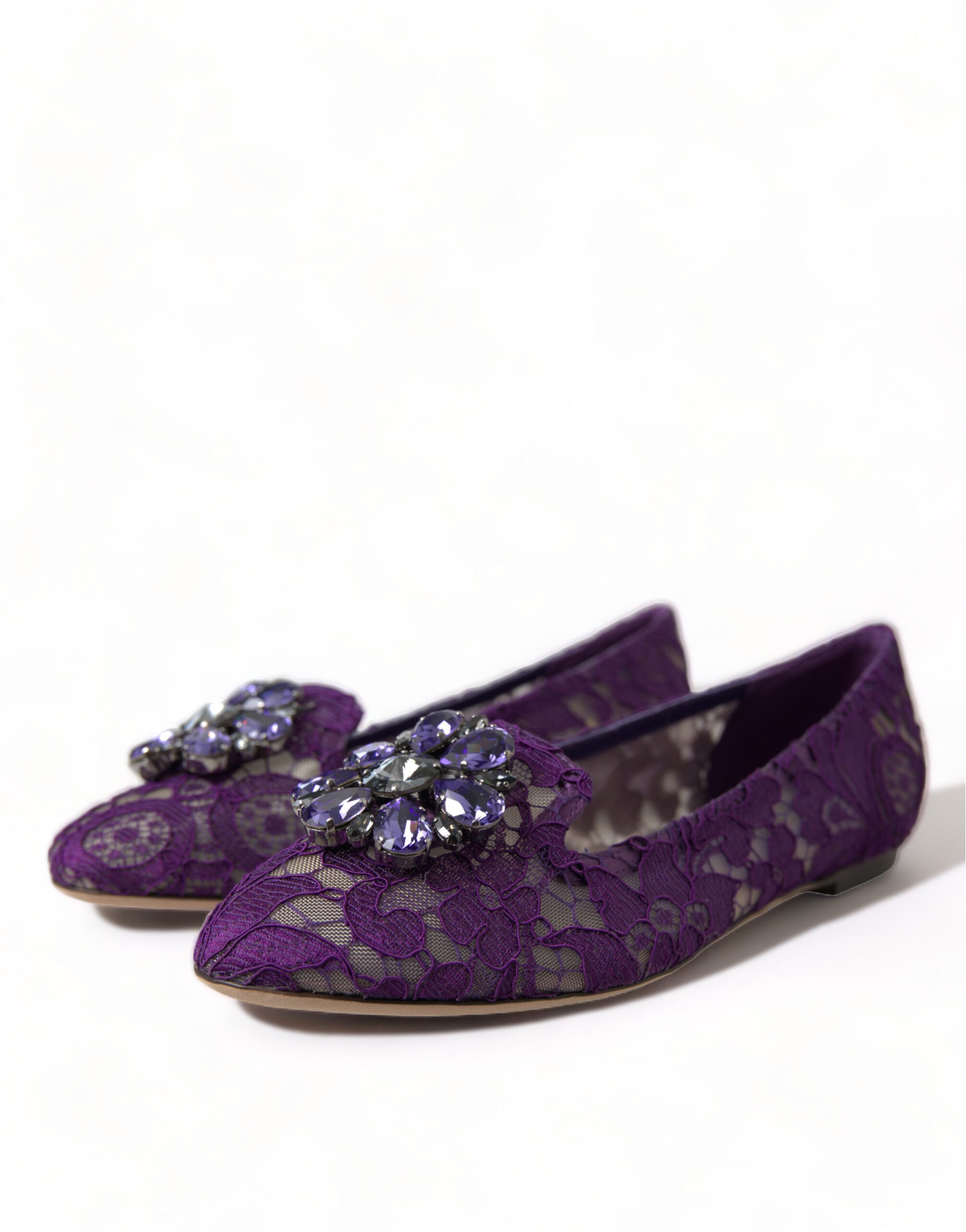 Lila Vally Taormina Lace Crystals Flats Schuhe