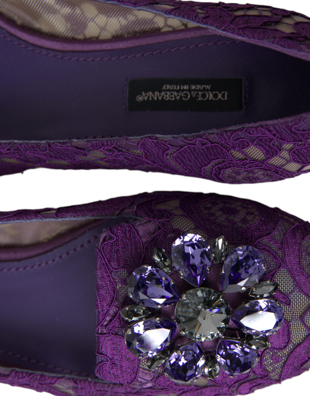 Lila Vally Taormina Lace Crystals Flats Schuhe