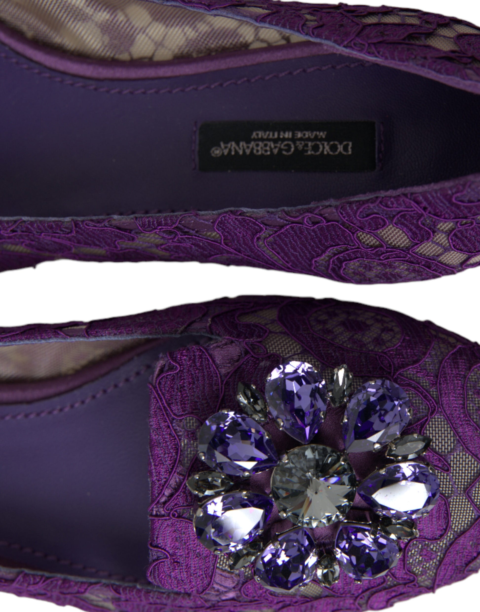 Lila Vally Taormina Lace Crystals Flats Schuhe