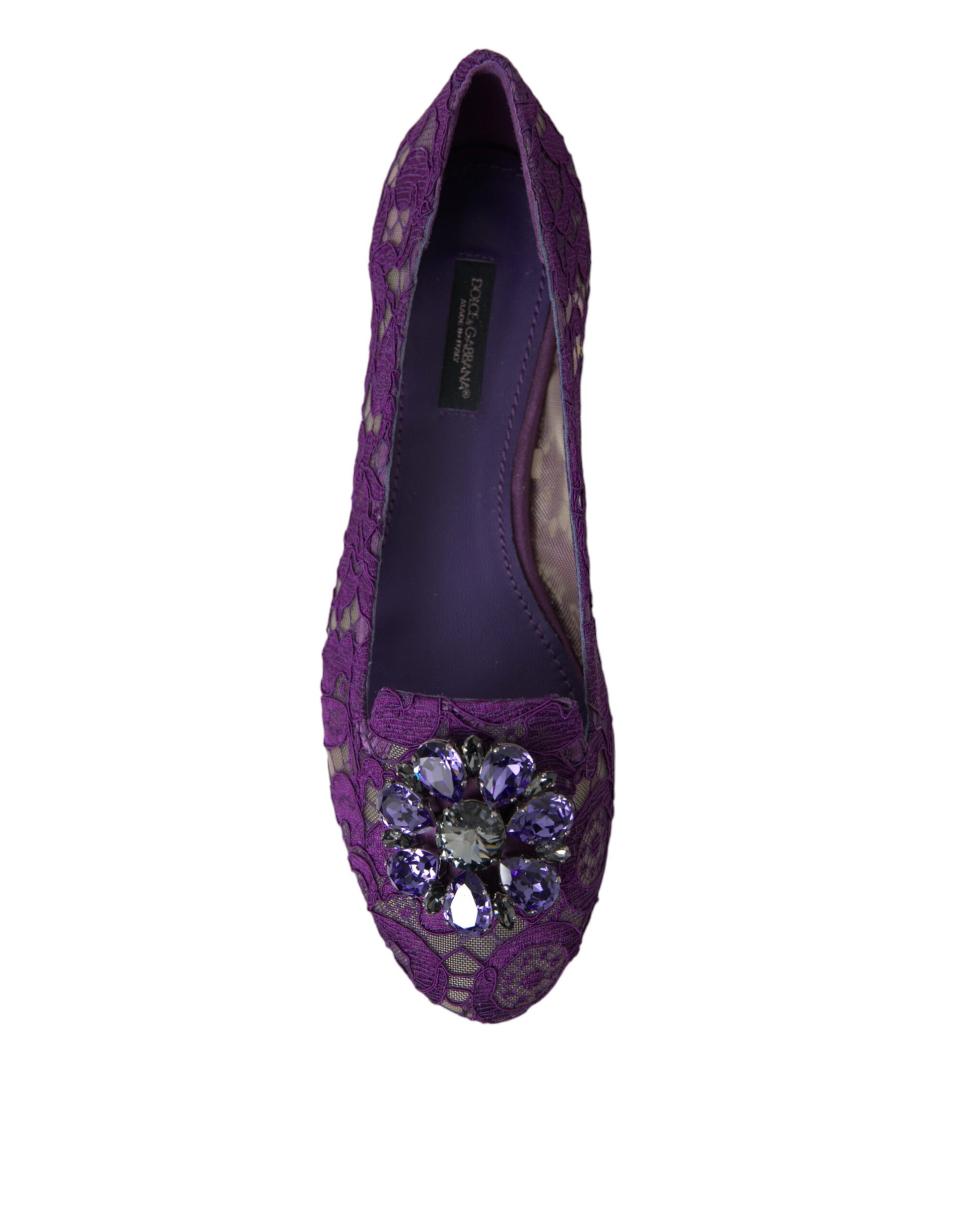 Lila Vally Taormina Lace Crystals Flats Schuhe