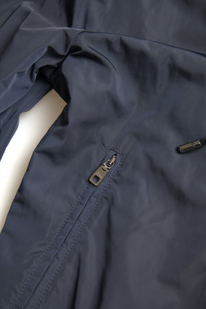 Blauer Polyester-Pullover mit durchgehendem Reißverschluss und Logo