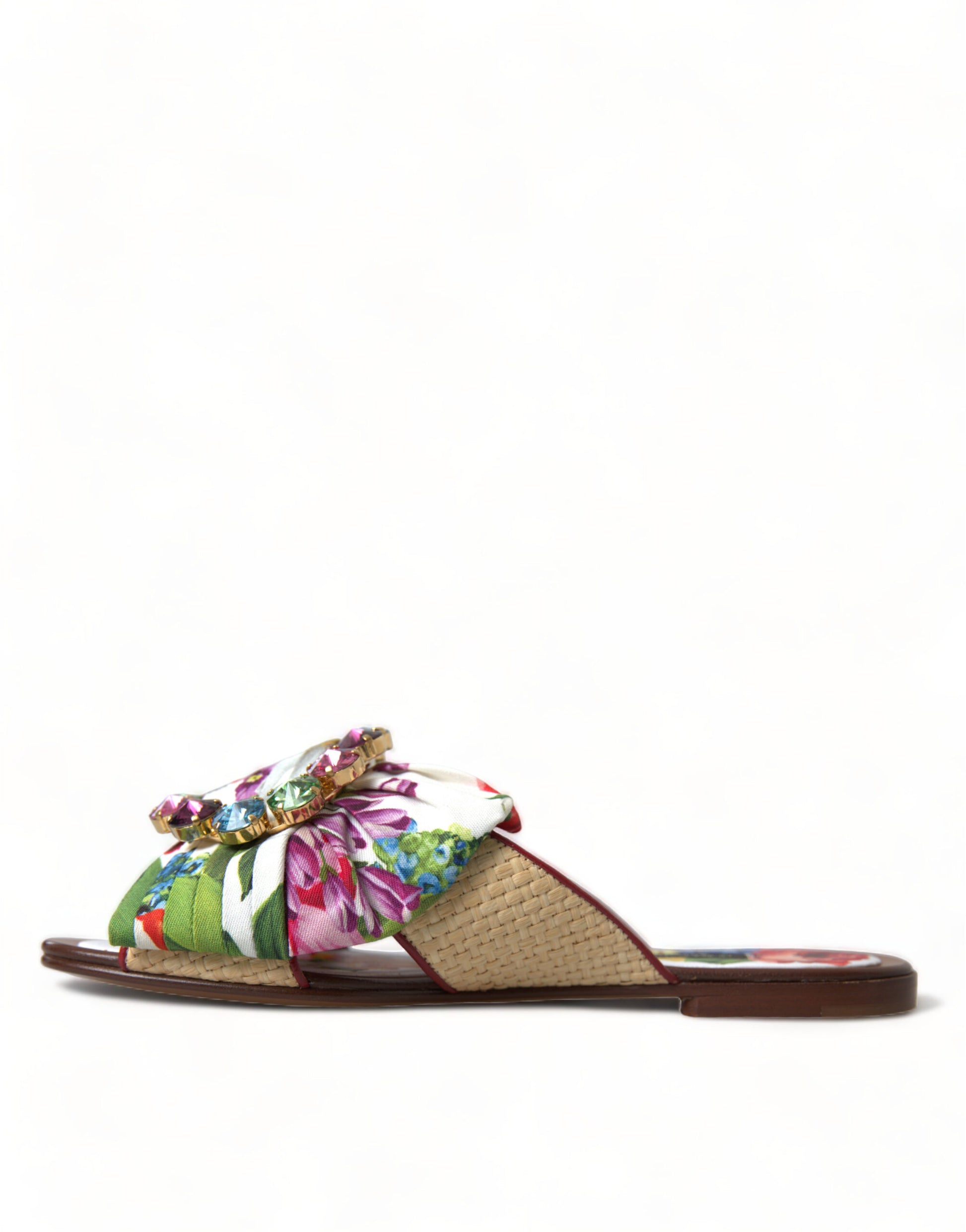 Mehrfarbige Blumen-Flats-Kristall-Sandalen