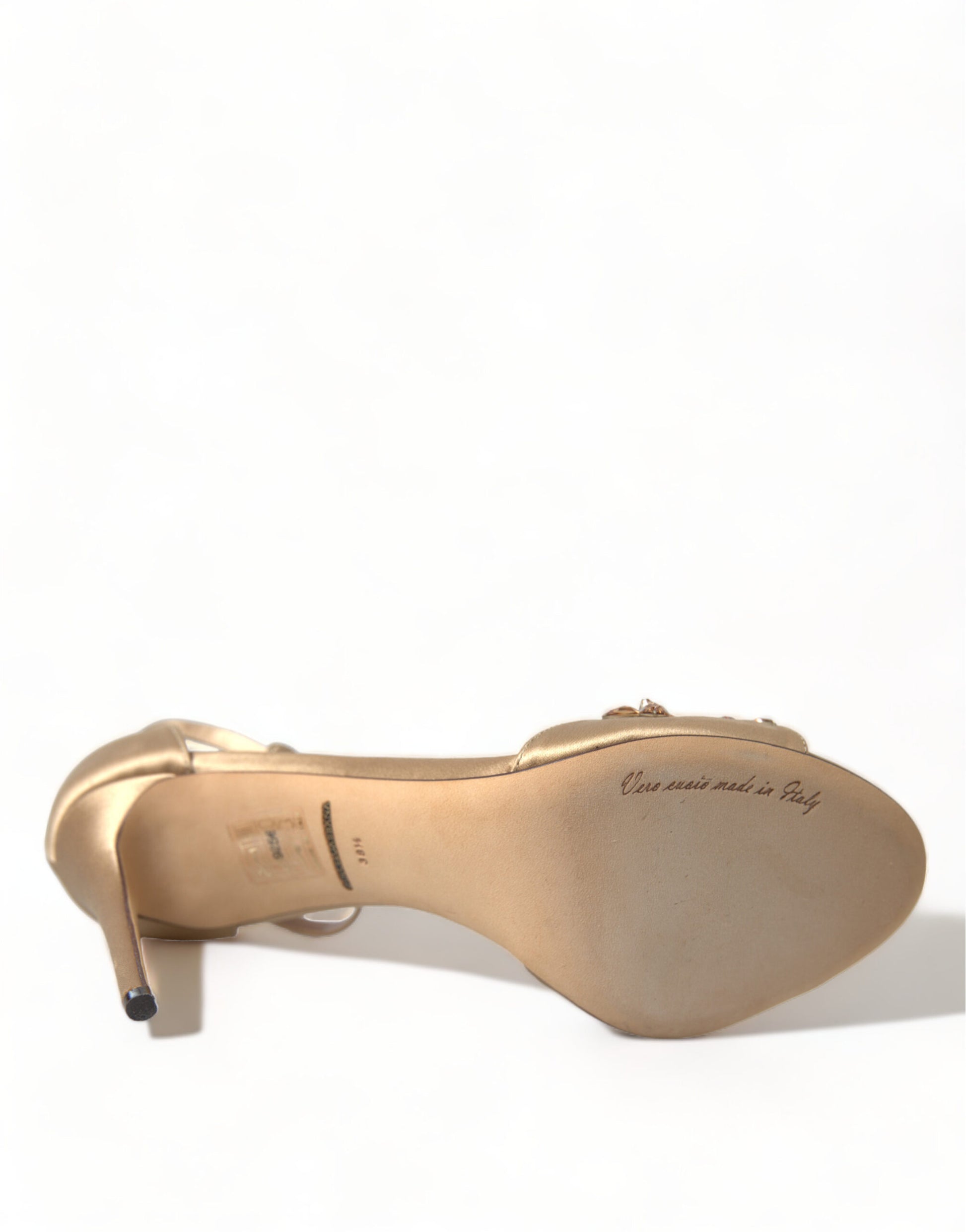 Gold Satin Knöchelriemen Kristall Sandalen Schuhe