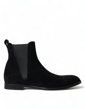 Schwarze Wildleder Leder Mid Calf Herren Stiefel Schuhe