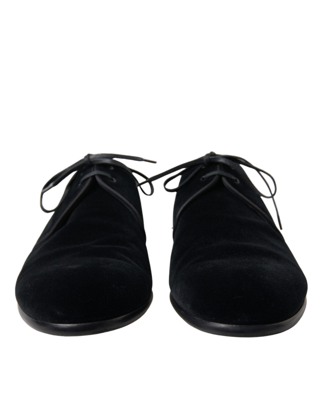 Schwarze, formelle Derby-Schuhe aus Samt mit Schnürung