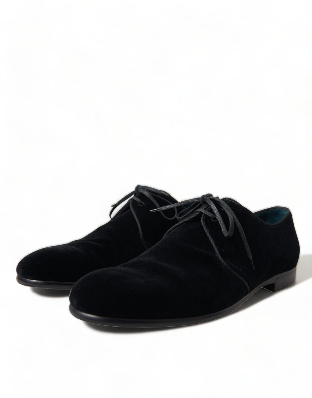 Schwarze, formelle Derby-Schuhe aus Samt mit Schnürung