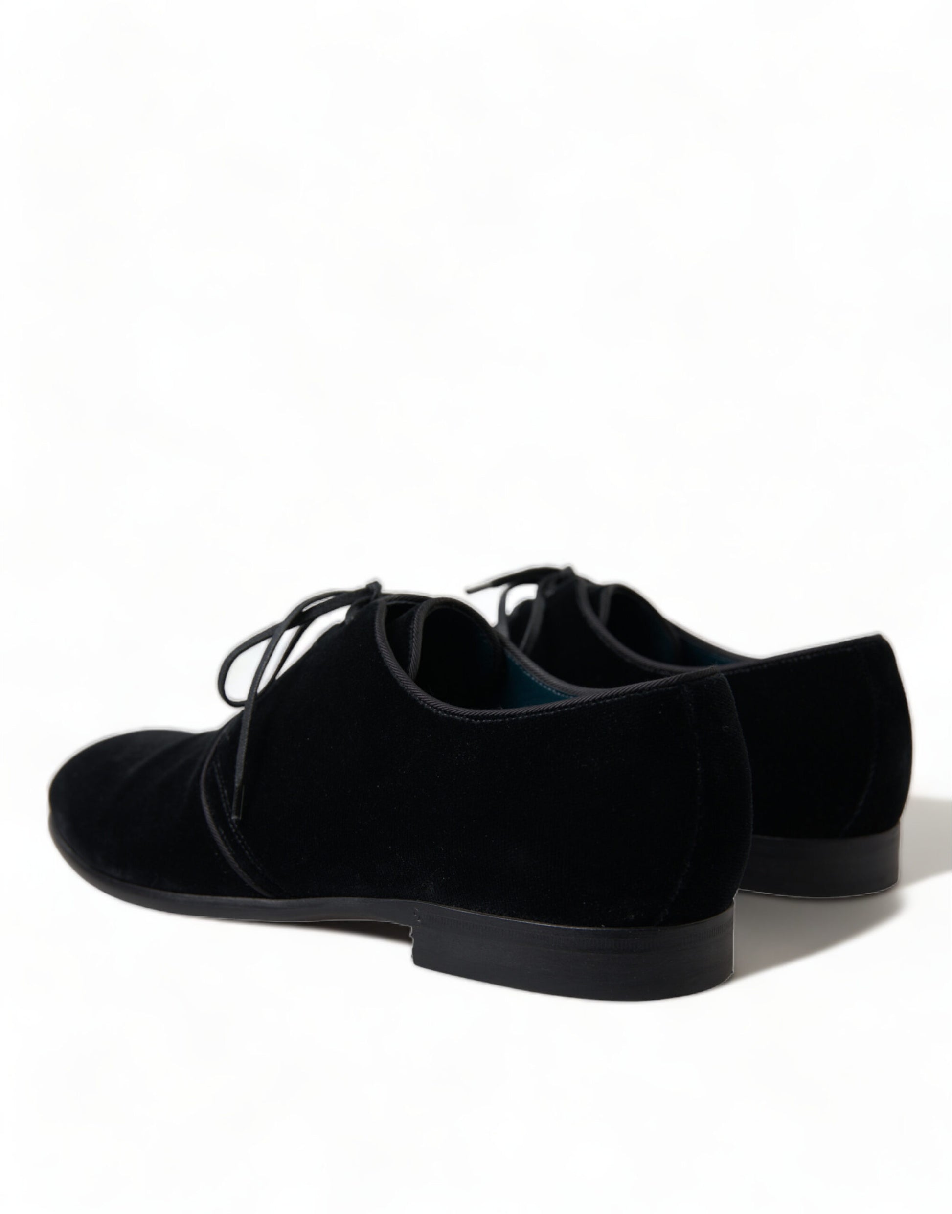 Schwarze, formelle Derby-Schuhe aus Samt mit Schnürung